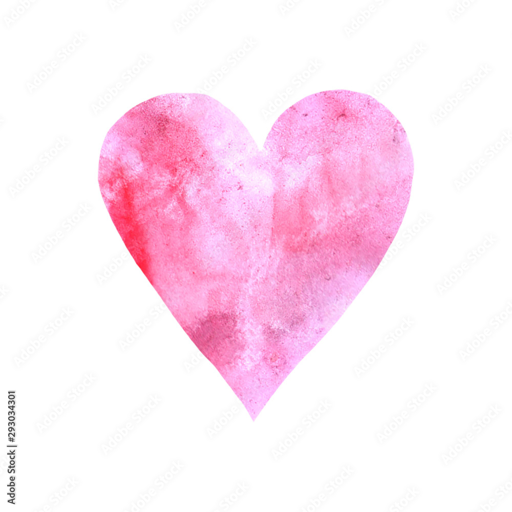 Hand drawn watercolor heart texture love. Valentine's day background.