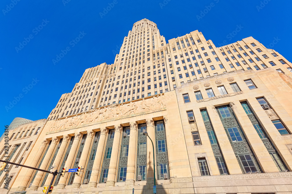 Obraz premium Buffalo City Hall, The 378-foot-tall building is the seat for municipal government, one of the largest and tallest municipal buildings in the United State