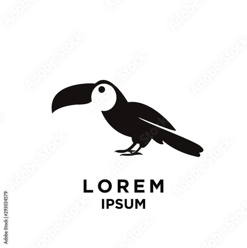 toucan bird black silhouette logo icon design vector illustration
