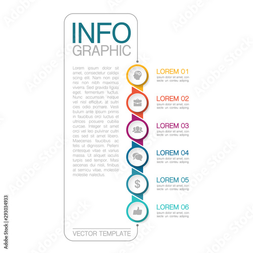 Vector iInfographic template for business, presentations, web design, 6 options.