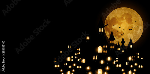 ハロウィン　秋　城　背景 