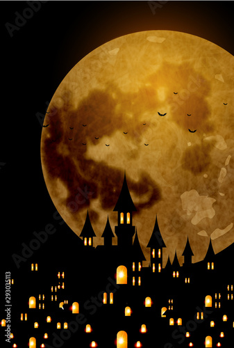 ハロウィン　秋　城　背景 