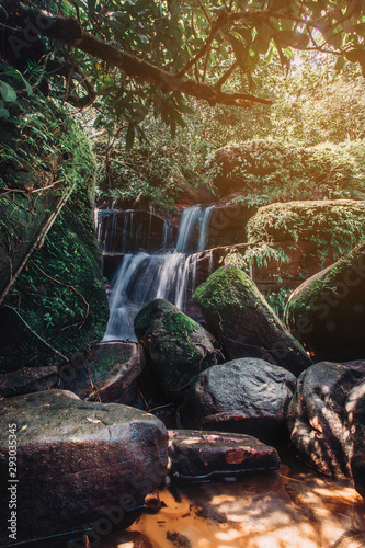 soft water of the stream in the WIMAN THIP Waterfall natural park, Beautiful waterfall in rain forest photo