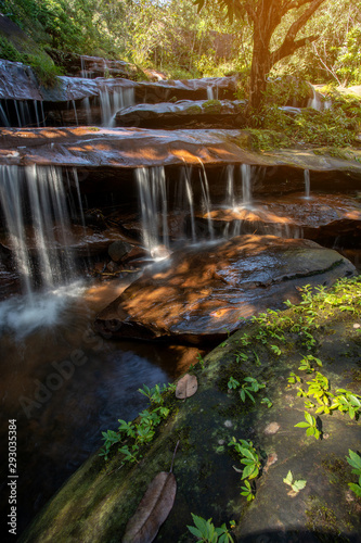 soft water of the stream in the WIMAN THIP Waterfall natural park  Beautiful waterfall in rain forest