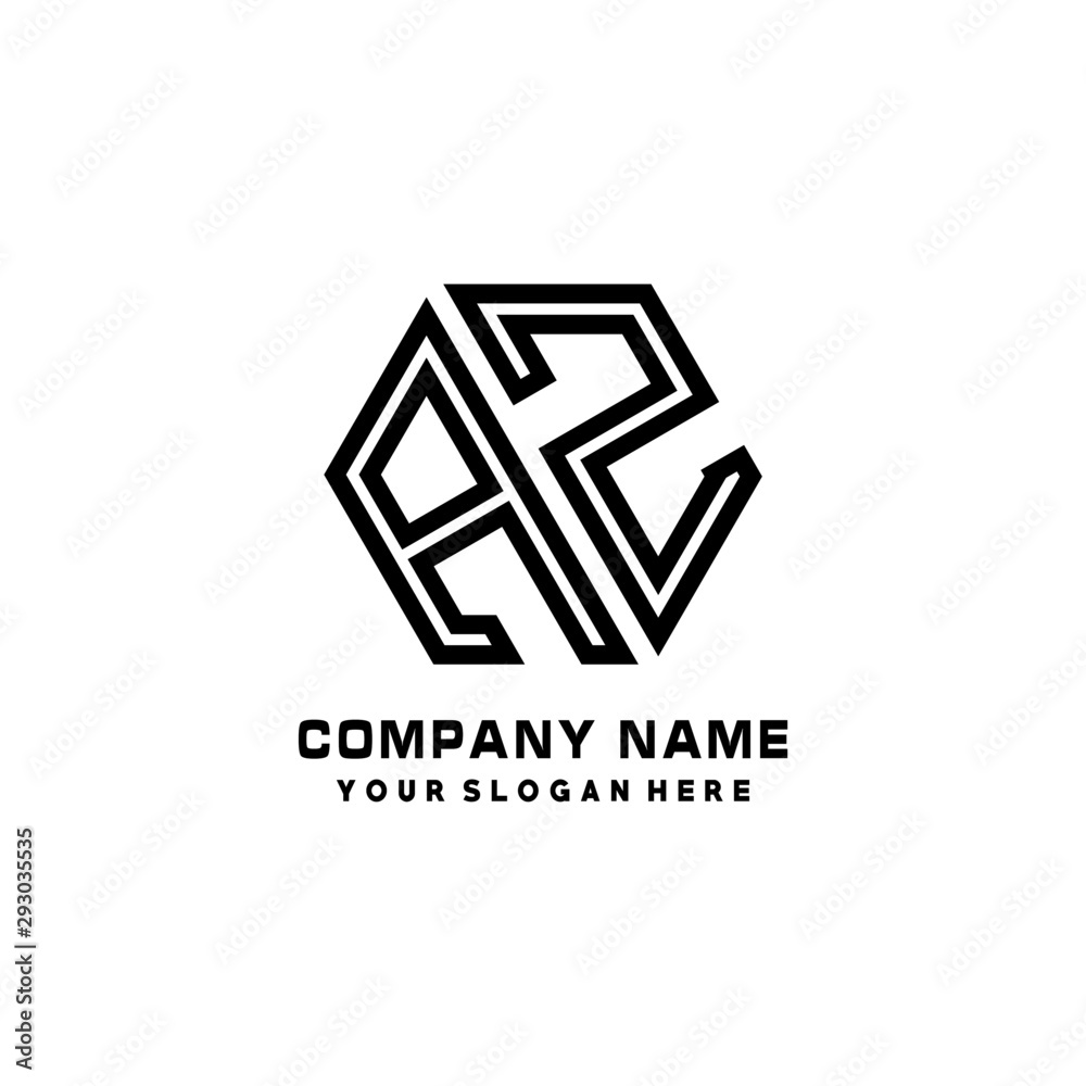 BZ initial letters, hexagon logo minimalist art lines, black color BZ initial letters, hexagon logo minimalist art lines, black color