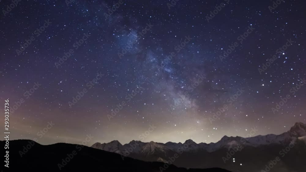 Milky Way timelapse over the Alps, Aosta, Italy, Europe Milky Way timelapse over the Alps, Aosta, Italy, Europe