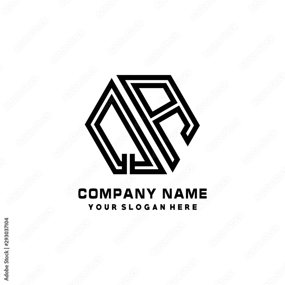 QA initial letters, hexagon logo minimalist art lines, black color QA initial letters, hexagon logo minimalist art lines, black color