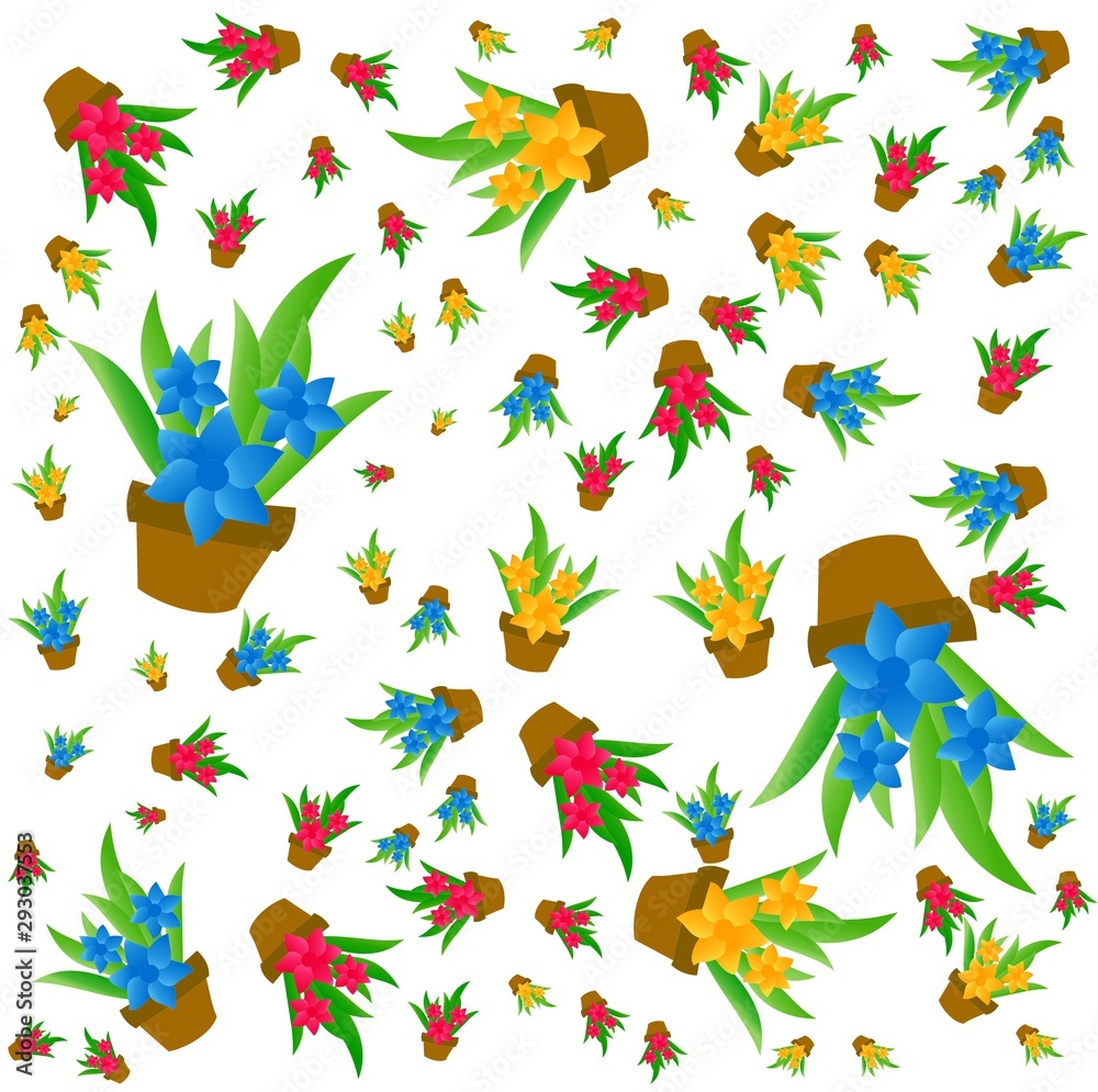 Obraz premium The Amazing of Colorful Flowers Character, Pattern Wallpaper in White Background