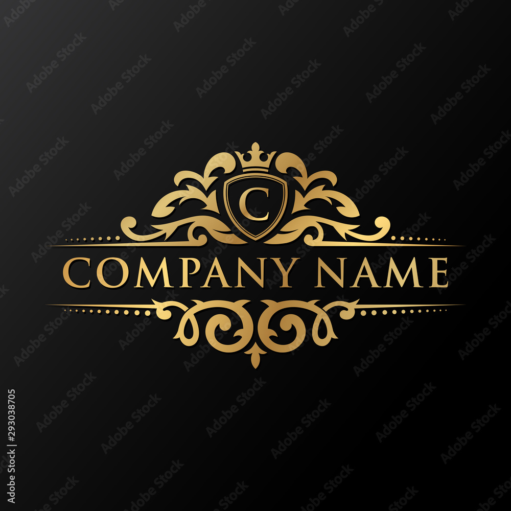 Elegant gold badge, luxury logo design vector Elegant gold badge, luxury logo design vector