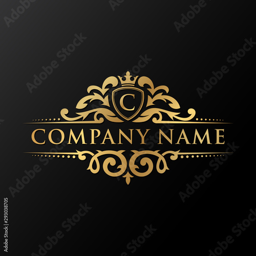 Elegant gold badge, luxury logo design vector