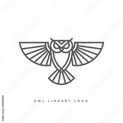 line art of owl logo concept, vector illustration
