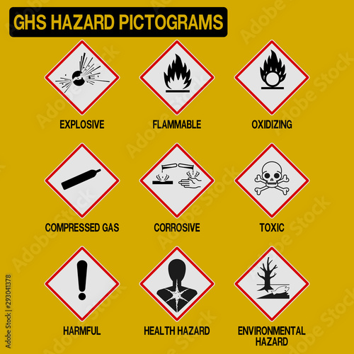 Set of GHS pictograms on transparent background