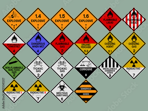 Set of GHS Transport pictograms on transparent background
