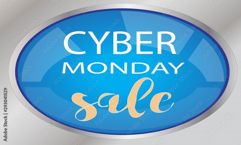 Glossy Blue Round Cyber Monday Sale signs,icons,buttons,badge and stickers for posters,brochures,and advertisements