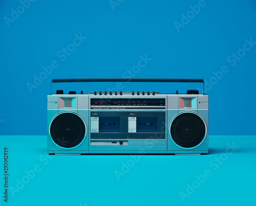 Vintage 80's 90's Boom Box Ghetto Blaster Dual Cassette Recorder Player Radio with Color Gels