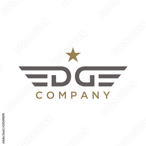 Monogram Initials letter DG with wings or Lettering EDGE logo design