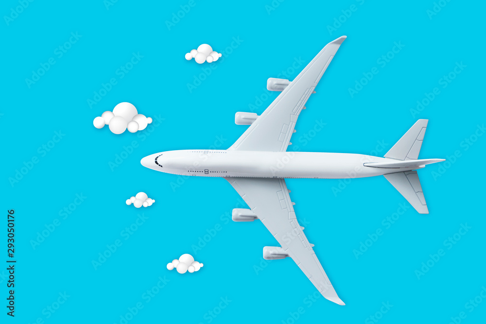 Fototapeta premium airplane flying in the sky with clouds