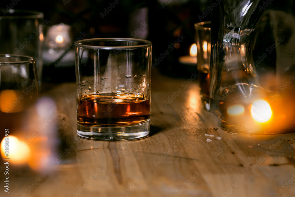 Bartender Serve Whiskey, on wood bar, Bartender Serve Whiskey, on wood bar,