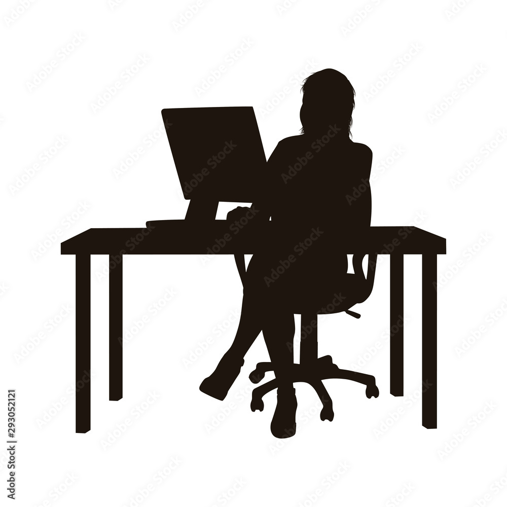 People Using Computer Silhouette People Using Computer Silhouette