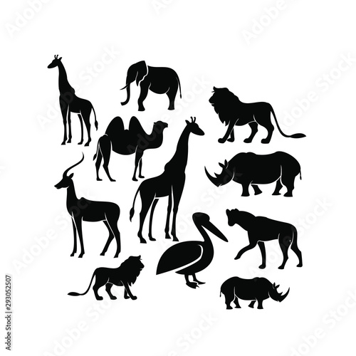 set african animal black logo icon design vector template photo