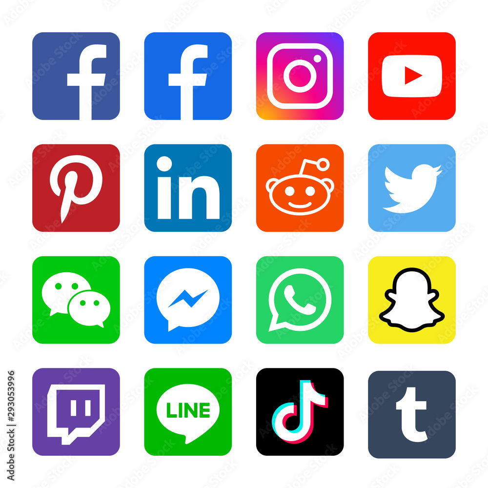 Square social media or social network flat vector icon for apps and  websites Stock Vector | Adobe Stock