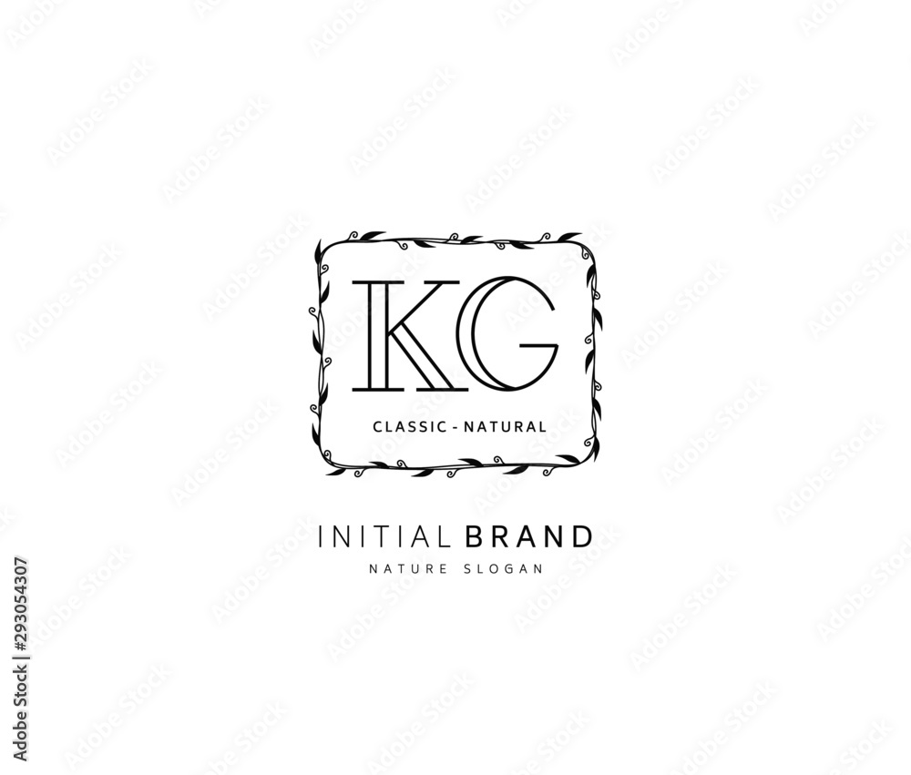 K G KG Beauty vector initial logo, handwriting logo of initial signature, wedding, fashion, jewerly, boutique, floral and botanical with creative template for any company or business.