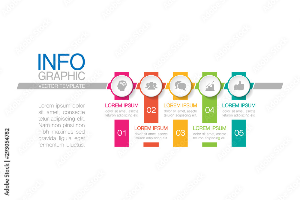 Vector iInfographic template for business, presentations, web design, 5 options. Vector iInfographic template for business, presentations, web design, 5 options.