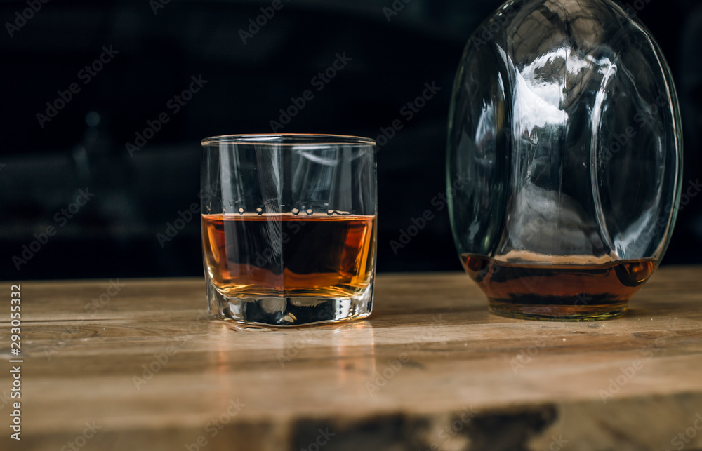 Bartender Serve Whiskey, on wood bar, Bartender Serve Whiskey, on wood bar,