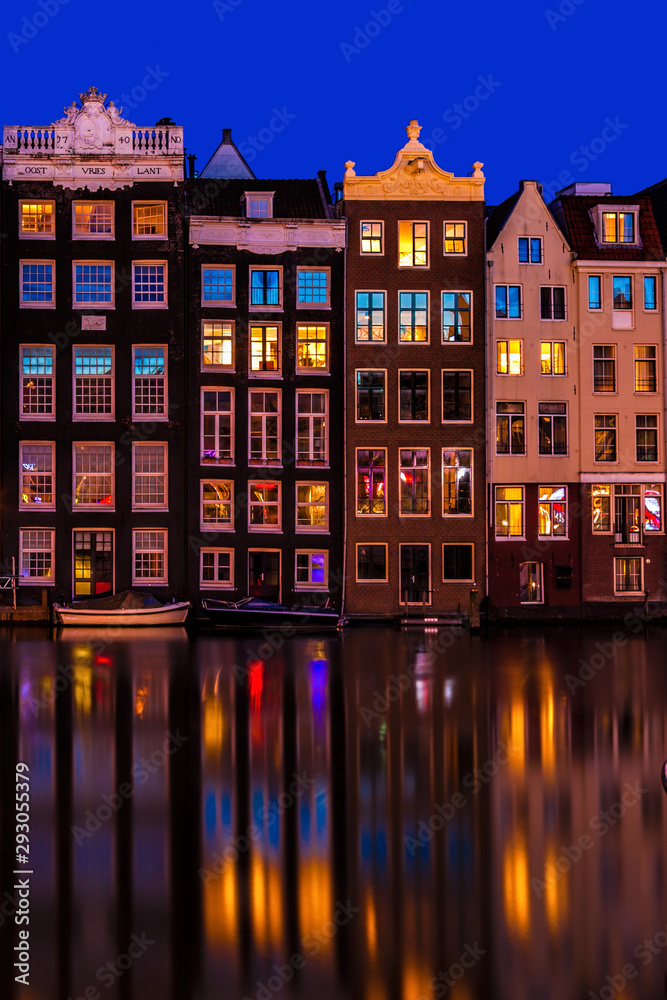 Netherlands buildings in Damrak Amsterdam