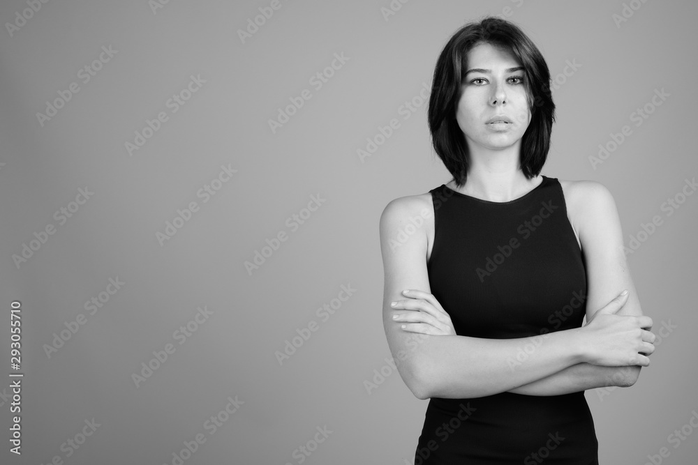 Portrait of young beautiful woman shot in black and white Portrait of young beautiful woman shot in black and white