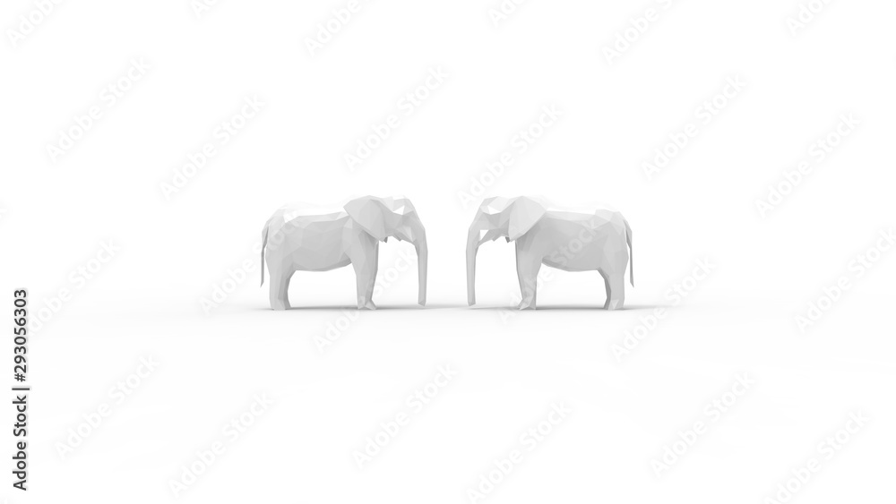 3d rendering of an elephant isolated in white studio background 3d rendering of an elephant isolated in white studio background