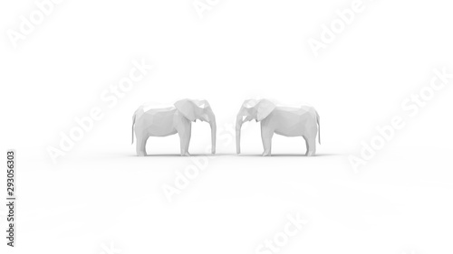 3d rendering of an elephant isolated in white studio background