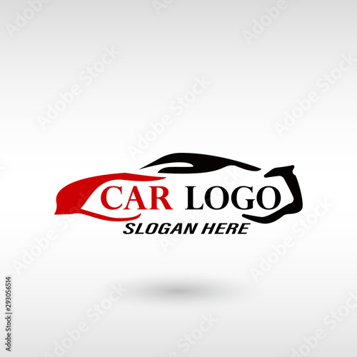 Automotive car logo design with concept sports vehicle icon silhouette on white background. Vector illustration