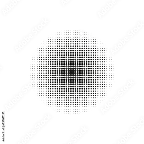 Halftone, circles, dots, transition pattern. Vector illustration.