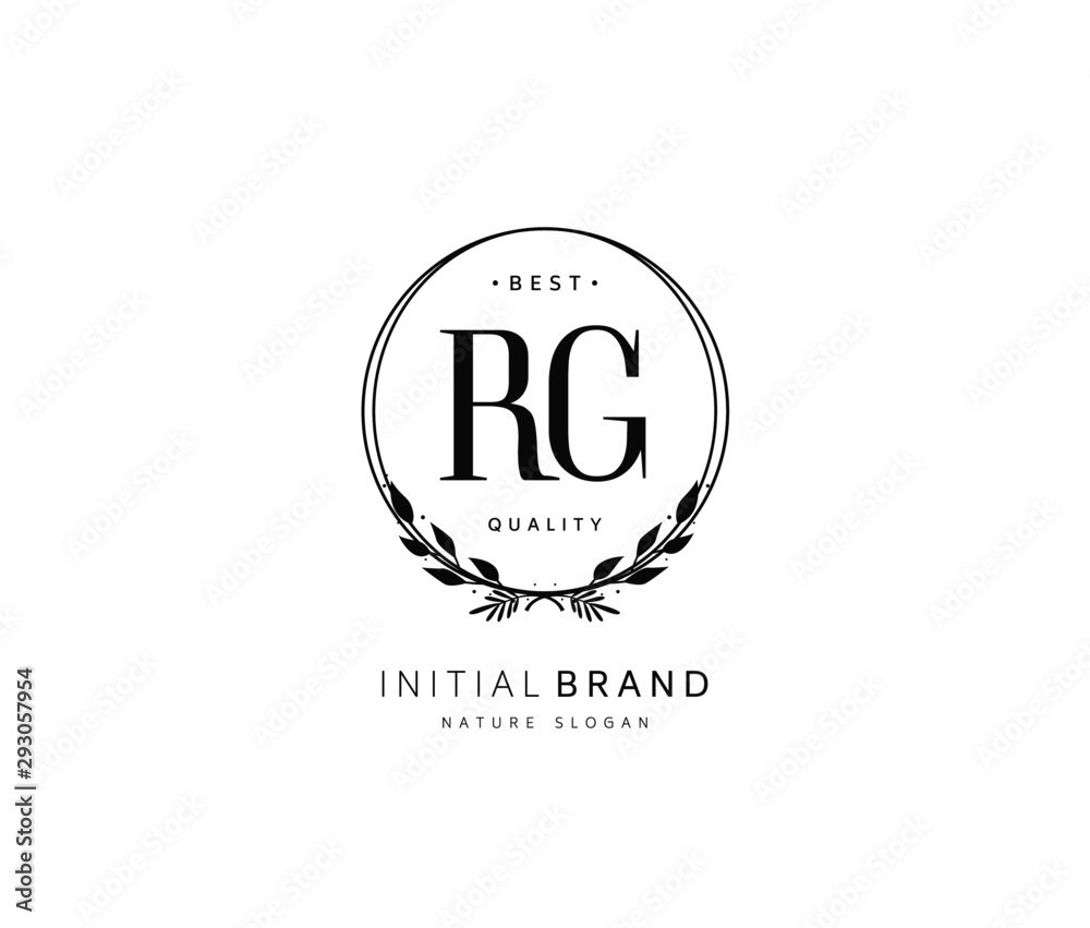 R G RG Beauty vector initial logo, handwriting logo of initial signature, wedding, fashion, jewerly, boutique, floral and botanical with creative template for any company or business.