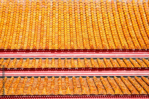 Temple orange roof and pattern roof. Vintage thai style temple roof.