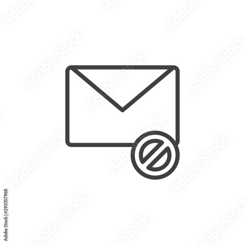 Blocked mail line icon. linear style sign for mobile concept and web design. Email block, forbidden, prohibit outline vector icon. Symbol, logo illustration. Vector graphics
