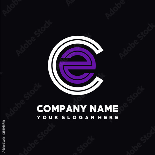 initial letter CZ logo, round logo white, purple lowercase letters