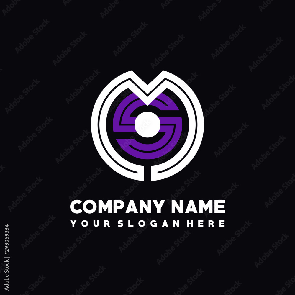 initial letter MS logo, round logo white, purple lowercase letters initial letter MS logo, round logo white, purple lowercase letters