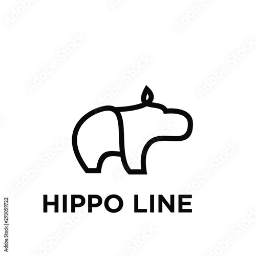 hippo line modern logo icon design vector illustration