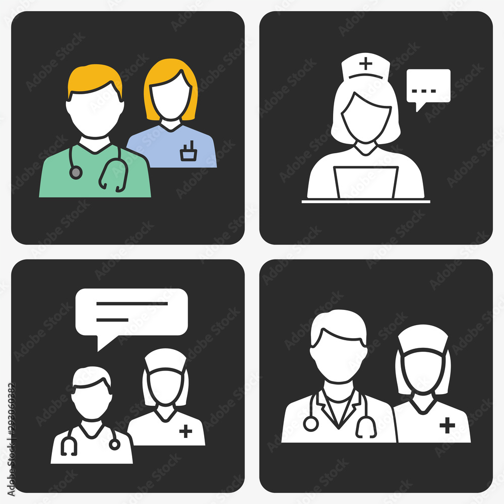 Doctor vector icon set on black background. Doctor vector icon set on black background.