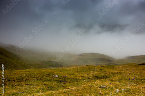 landscape of mountains and blue sky