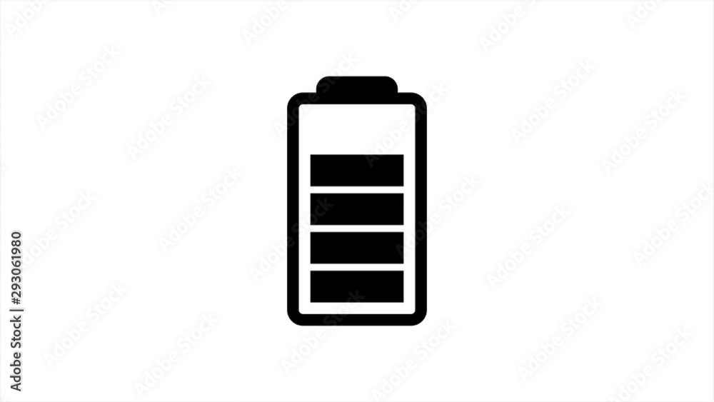 Battery icon charging on background, 4k animation. Battery icon charging on background, 4k animation.