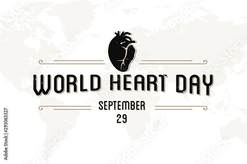 World Heart Day greeting card abstract vintage letter
