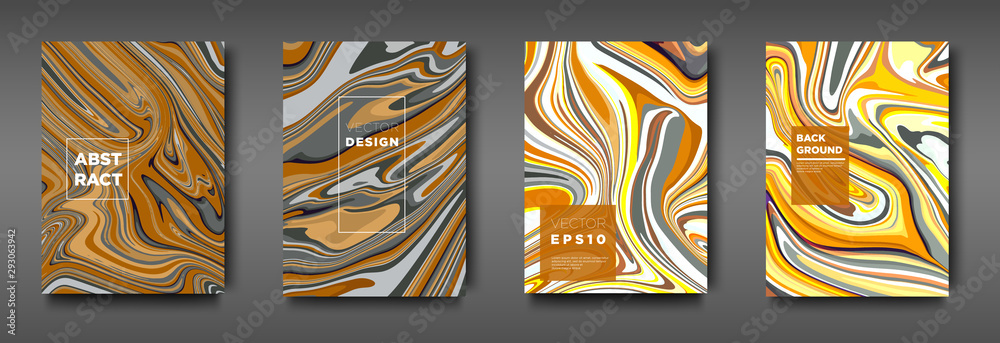 Trendy cover set Liquid marble texture modern design. mix of color marble texture used for design business - vector