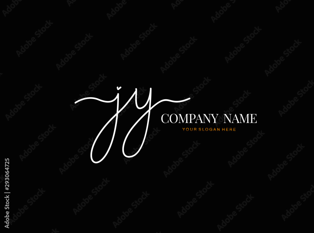 J Y JY Initial handwriting logo design with circle. Beautyful design handwritten logo for fashion, team, wedding, luxury logo.