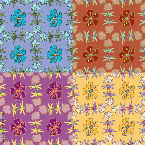 Seamless floral pattern of hand-drawn