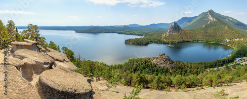 Beautiful landscape on mountain lake Burabay, Borovoye, Kazakhstan photo