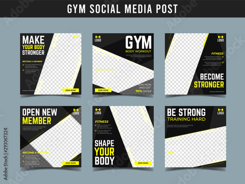 Gym square banner template. Promotional banner for social media post, web banner and flyer Vol.13