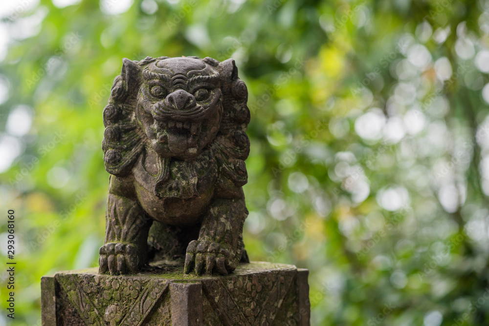 Lion stone statue in QingChengShan, Sichuan Province, China Lion stone statue in QingChengShan, Sichuan Province, China